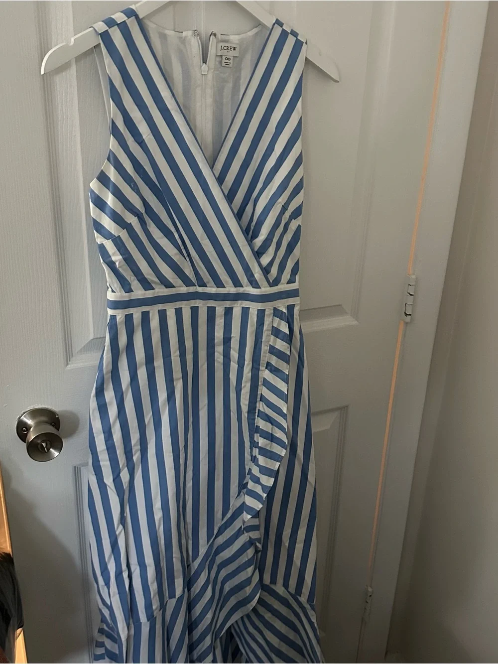 Blue and White Striped Midi Dress